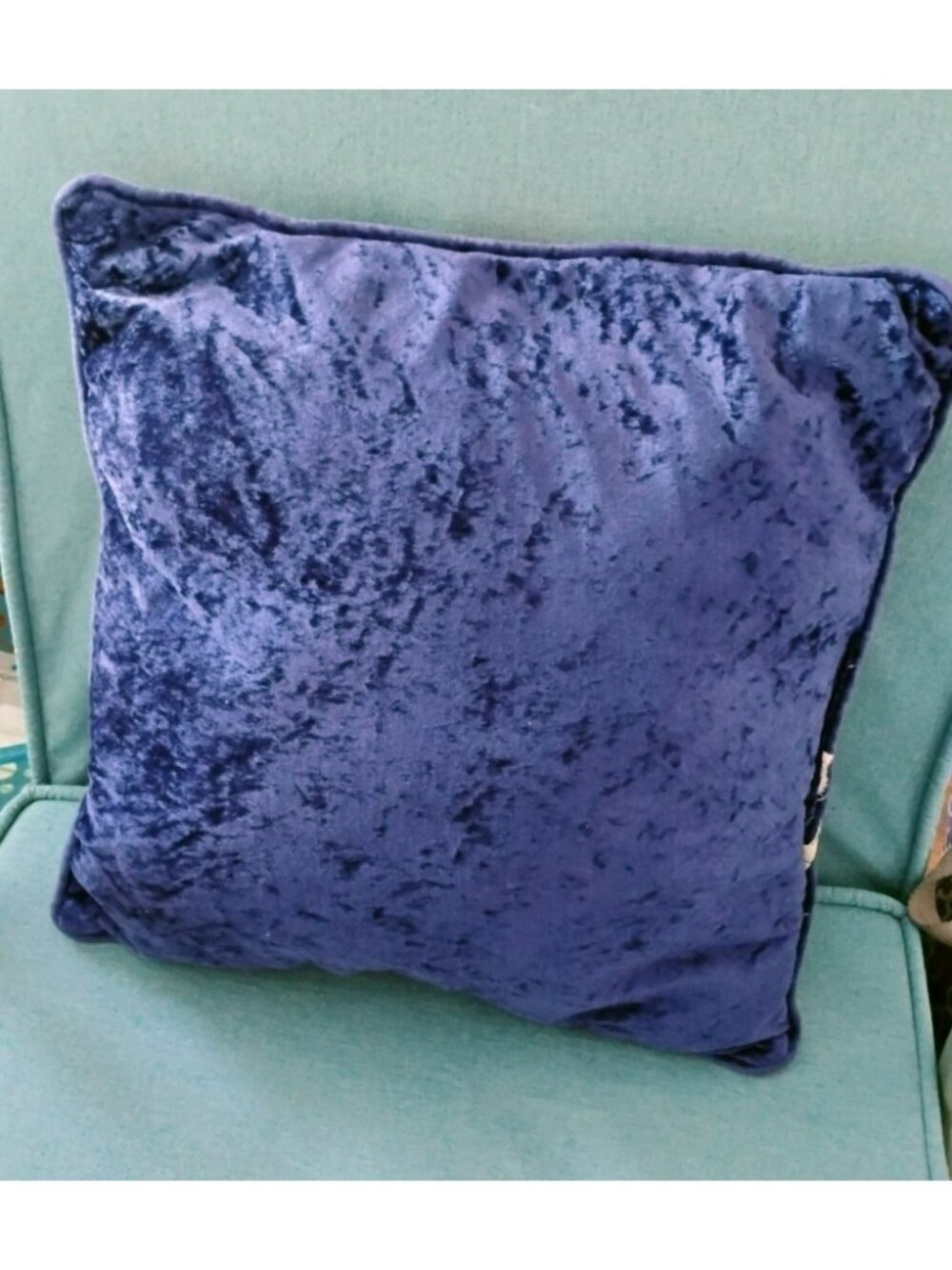 Vintage Union Jack Throw Pillow Crushed Velvet Rhinestone Accents 18" Red Blue - Picture 3 of 5